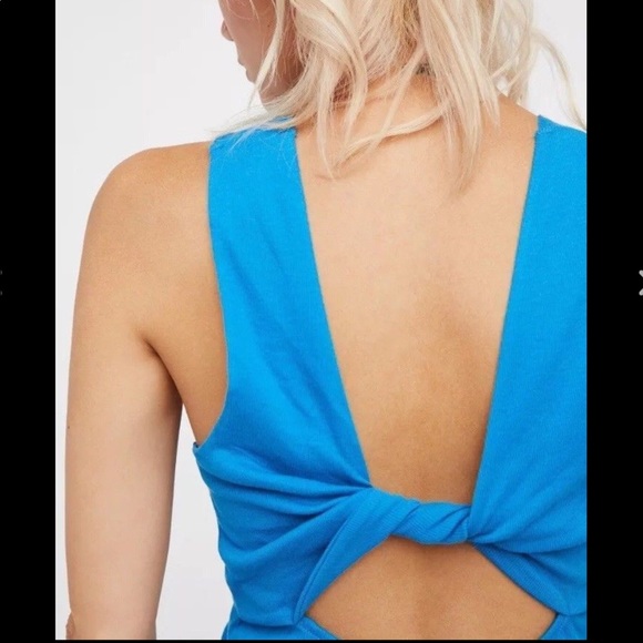 NWT Free People Blue Pfeiffer Twist Open Back Tank - Picture 4 of 8